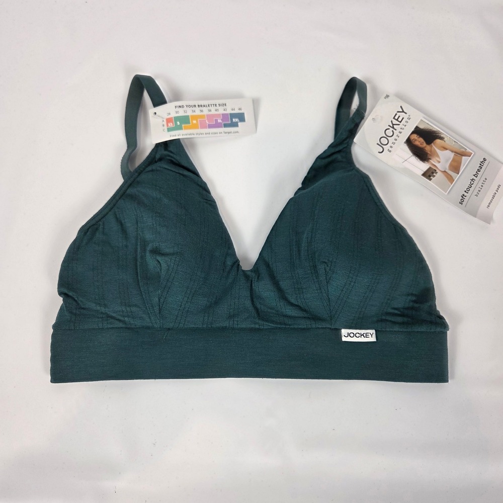 Jockey Generation Forest Green Modal Stretch Ribbed Bralette Small NWT